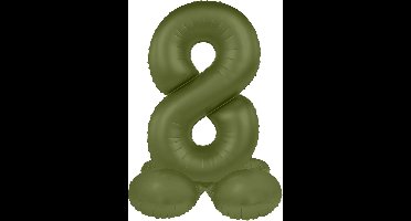 Folat - Staande folieballon Cijfer 8 Olive Green - 41 cm