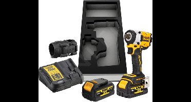 DeWALT Gereedschap - 18V ACCU slagmoersleutel, 2x accu 5,0 Ah XR, rubberen hoes, oplader DCF921P2G