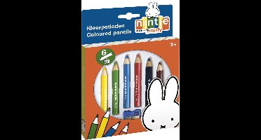 Nijntje kleurpotloden, dikke junior houten potloden - 6 kleuren en slijper - kindveilig - vanaf 3 jaar - Bambolino Toys