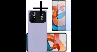 Hoesje - Met Screenprotector - Geschikt voor Xiaomi Poco M4 Pro 5G - Sterk & Shockproof - Back Cover - Siliconen Case - Telefoon Hoes - Lila