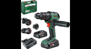 Bosch AdvancedImpact 18V-80 QuickSnap - Accuklopboorschroevendraaier - Inclusief Magnetische schroefhouder, excenteropzetstuk, haakse opzetstuk, 13 mm boorhouder, schroefbit - 2x 18V Li-Ion (2.5 Ah) accu, 45-min lader