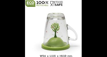 Qualy - Mok “Spring Mug” met groen deksel W94 x L116 x H110 mm 387 gr Materiaal: Gerecycled PP + Oceaanglas