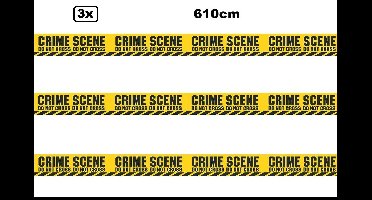 3x Rol Afzetlint Crime scene 610cm zwart/geel - Afzet lint festival thema feest verjaardag markeerlint fun waarschuwing lint