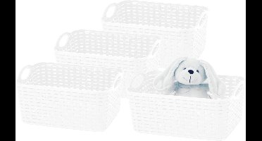 Plasticforte opbergmandje/kastmandje - 4x - 12 liter - ivoor wit - kunststof - 33 x 24 x 21 cm - nestbaar