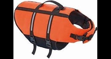 *** Honden Zwemvest Maat S Ruglengte: 28 cm Buikomtrek: 79 cm - Voor Honden tot 10 KG - Boot varen -Veilig Onderweg Oranje - van Heble® ***