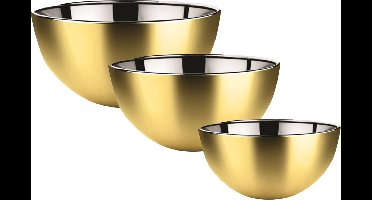 Svenska Living Voedsel serveer schalen set - 3x stuks - metallic goud - RVS - Dia 19/23/29 cm - keuken