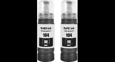 Navulfles Geschikt voor Ecotank 104 | Multipack van 2x zwart Geschikt voor Epson Ecotank ET-1810, ET-2710, ET-2711, ET-2712, ET-2714