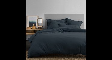 Matt & Rose Dekbedovertrek Donkerblauw - Hotelmaat - 260 x 240 + 2x 65 x 65 cm - Gewassen katoen