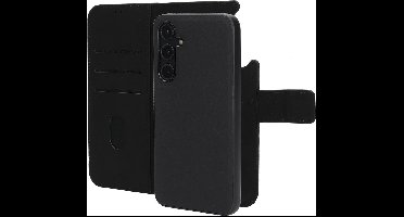 Mobiparts hoesje geschikt voor Samsung Galaxy A35 5G - Wallet 2-in-1 Boekhoesje - MagSafe - Echt Leder - Uitneembare Case - Sterke Magneet Sluiting - Contactloos betalen - Zwart