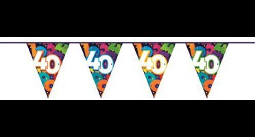 Haza Vlaggetjes - 40 jaar - leeftijd verjaardag jubileum - plastic - bont - enkelzijdig - 10 meter totale lengte