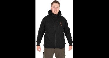 Fox Collection Sherpa Hoody Black-Orange - Maat : Large