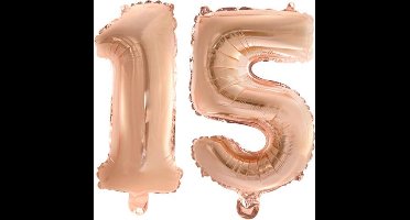 Folieballon nr. 15 Rosé Rosé Goud 41cm