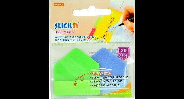 Stick'n Index tab - Bladwijzers - Sticky tabs - Pijl vorm - 38x38mm - groen/blauw - 2x10 tabs