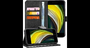 Hoesje geschikt voor iPhone SE 2022 / 2020 / 8 / 7 - Book Case Kunstleer Pasjeshouder Zwart