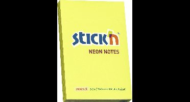 Stick'n sticky notes - 76x51mm, neon geel, 100 memoblaadjes
