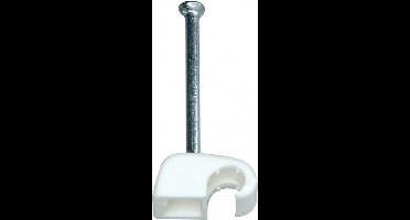 Kopp kabelclip / spijkerclip 7 mm rond wit 50 stuks