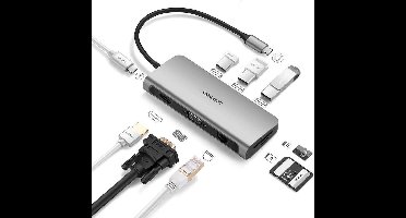 Ugreen USB C adapter voor MacBook (Thunderbolt 3) 9 in 1 USB-C Hub Pro met 4K HDMI & VGA en 7 andere poorten voor elke situatie