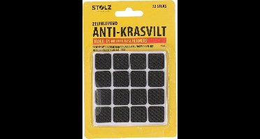 Stolz - Anti-krasvilt zelfklevend - Krasviltjes - Vierkant - Vloer- en meubelbeschermers - 32 stuks - 1,7 x 1,7 cm