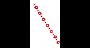 Bloemetjesband 3m rood/wit