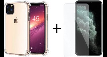 iPhone 11 Pro Max Transparant Antischock Silliconen Hoesje + Screen Protector