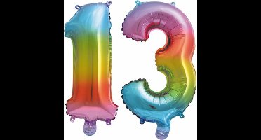 Folieballon nr. 13 Regenboog 41cm
