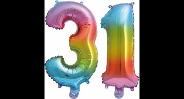 Folieballon nr. 31 Regenboog 86cm