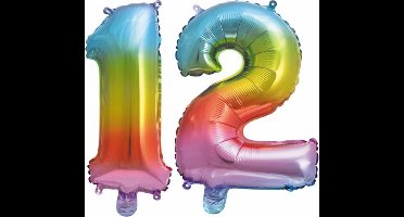 Folieballon nr. 12 Regenboog 86cm