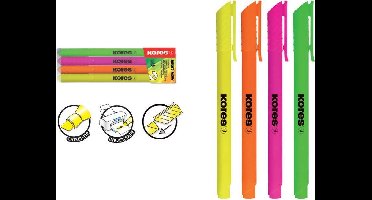 Tekstmarker Kores High Liner, beitelpunt 0.5 - 4mm, set 4 stuks