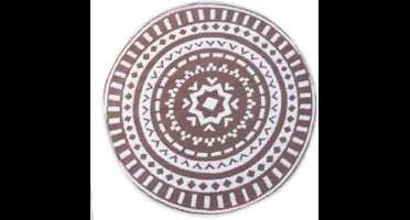 Hortus Forcia - Rond vloerkleed buiten Bruin - Tuinmat Voor Buiten en Binnen - Buitenmat - Tuinkleed - Buitenkleed - 150x150cm