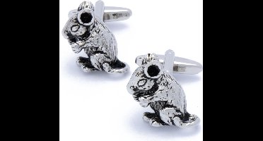 Manchetknopen - Chinchilla Knaagdier Zilverkleurig