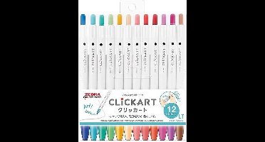 Zebra Clickart Knock Sign 0,6mm Pennen – Set van 12 Heldere Kleuren