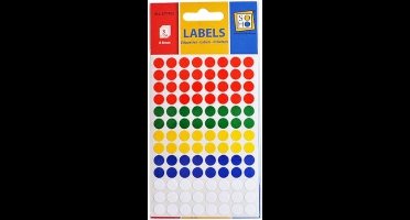 Soho Etiketten Rond Gekleurd 8 Mm Papier 3 Vellen á 104 Stuks