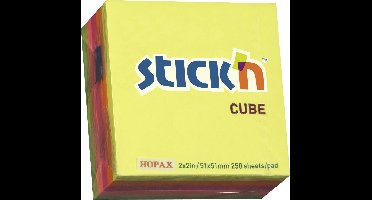 Stick'n memoblok - 50x50mm - Neon - 5 kleuren - 250 sticky notes