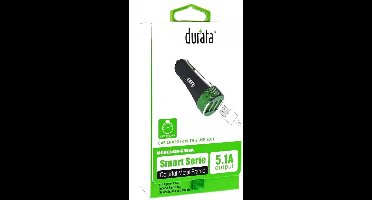 Durata DR-C508M Zwart Autolader 3 USB Poort 5.1A met 1 Micro USB Kabel voor Samsung / Sony / Huawei / Motorola / Wiko / LG / HTC / Honor / Alcatel