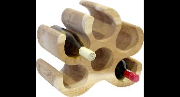 Massief houten wijnrek Mahkota voor 6 flessen