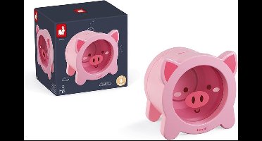 Janod Spaarpot - Varken - Houten Spaarpot Met Transparant Gedeelte Aan De Voorkant En Magnetische Opening Aan De Achterkant - Geschikt Vanaf 3 Jaar