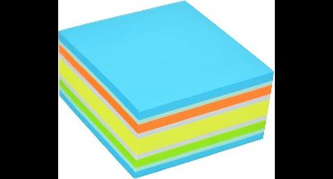 Stick'n Kubus Sticky Notes - 76x76mm - Neon/Pastel Blauw - 400 Memoblaadjes