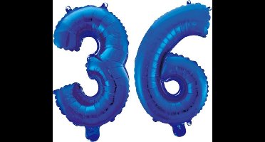Folieballon 36 jaar blauw 86cm