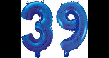Folieballon 39 jaar blauw 86cm