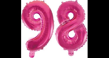 Folieballon 98 jaar roze 86cm