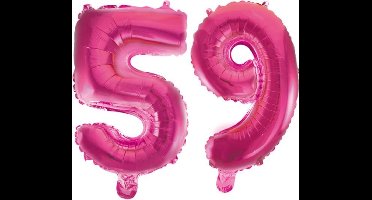 Folieballon 59 jaar roze 86cm