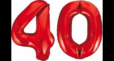 Folieballon 40 jaar rood 86cm