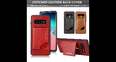 Bruin hoesje van Pierre Cardin - Backcover - Stijlvol - Leer - Galaxy S10 Plus - Luxe cover