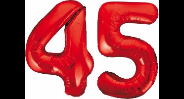 Folieballon 45 jaar rood 86cm