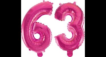 Folieballon 63 jaar roze 86cm