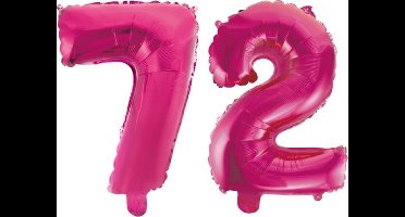 Folieballon 72 jaar roze 86cm