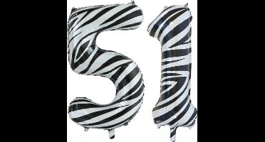 Folieballon 51 jaar zebra 86cm