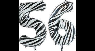 Folieballon 56 jaar zebra 86cm