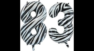 Folieballon 83 jaar zebra 86cm