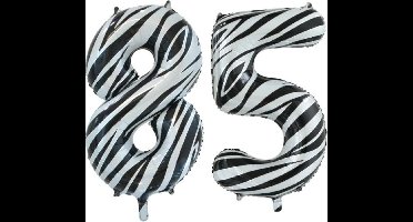 Folieballon 85 jaar zebra 86cm